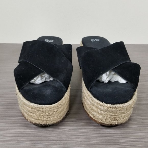 BP Criss Cross Strap Platform Espadrille Sandal, Black Suede, Womens Size 8.5 M - Picture 2 of 12